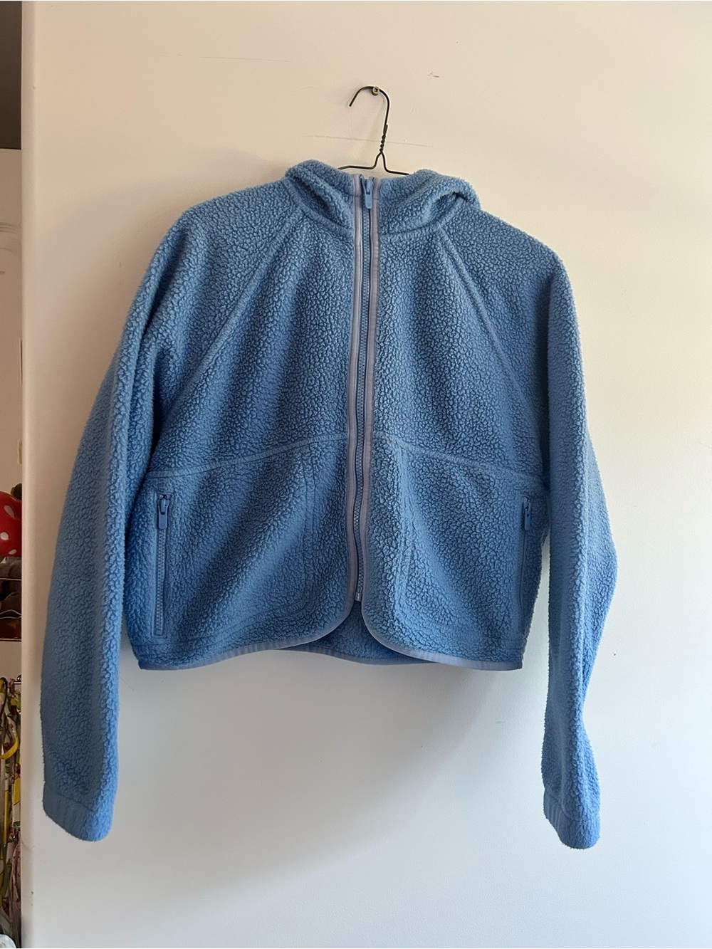 Aritzia Light Blue Sherpa Zip-Up Hoodie - Picture 5 of 7